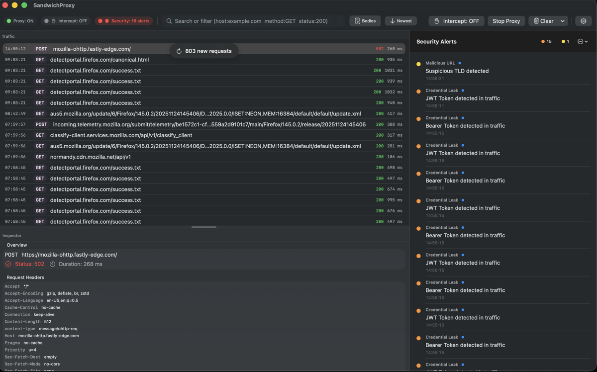 Sandwich Proxy Security Alerts